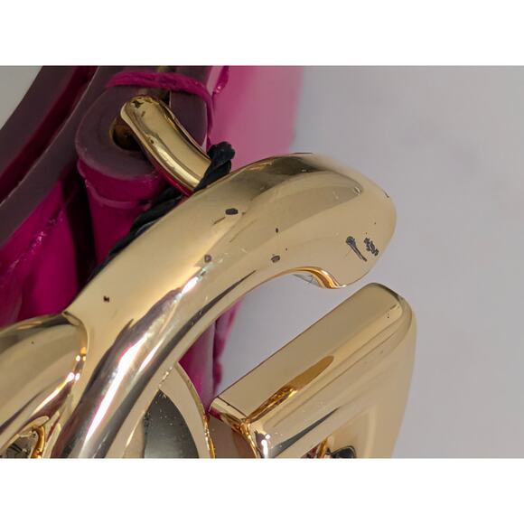 NWT Dolce & Gabbana Patent Leather Logo Buckle Belt Raspberry Pink Leather 95 CM - Picture 7 of 7